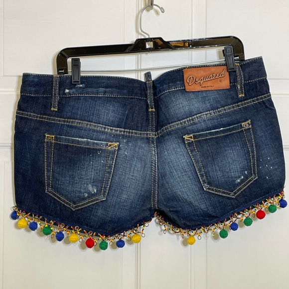 SOLD NWOT DSquared2 Pom Pom Jean Shorts - Picture 4 of 7